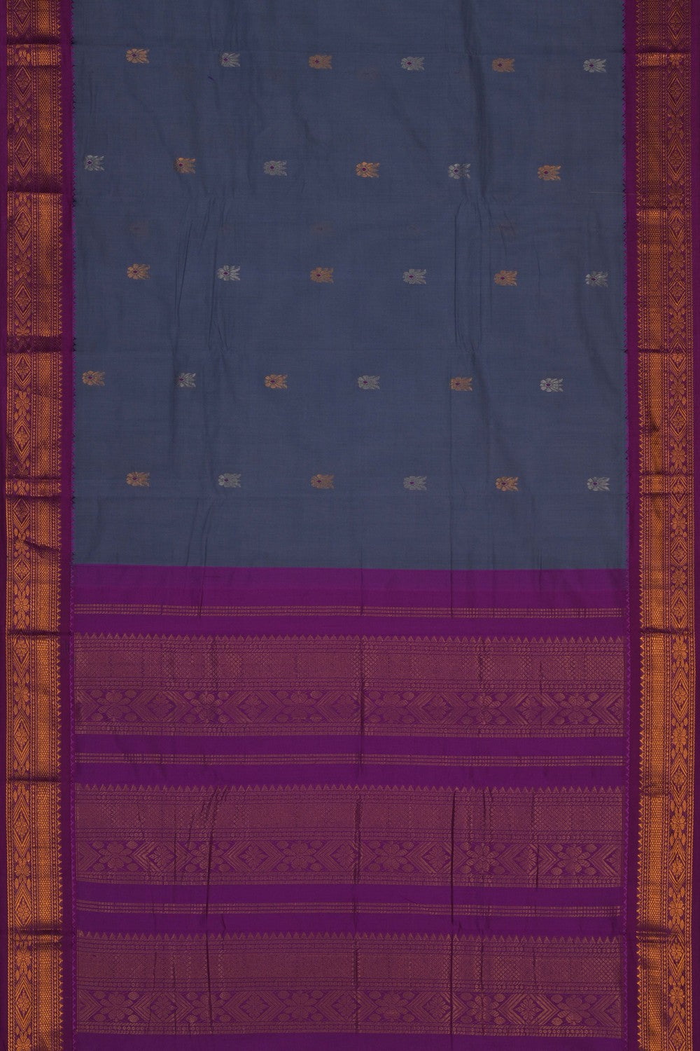 Image of Gadwal Cotton Grey Saree