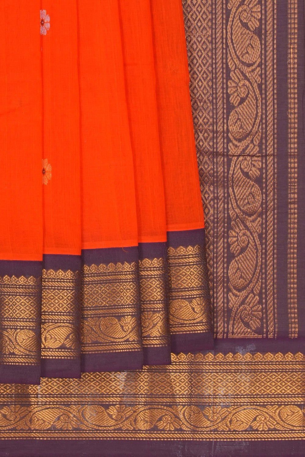 Image of Gadwal Cotton Orange Saree