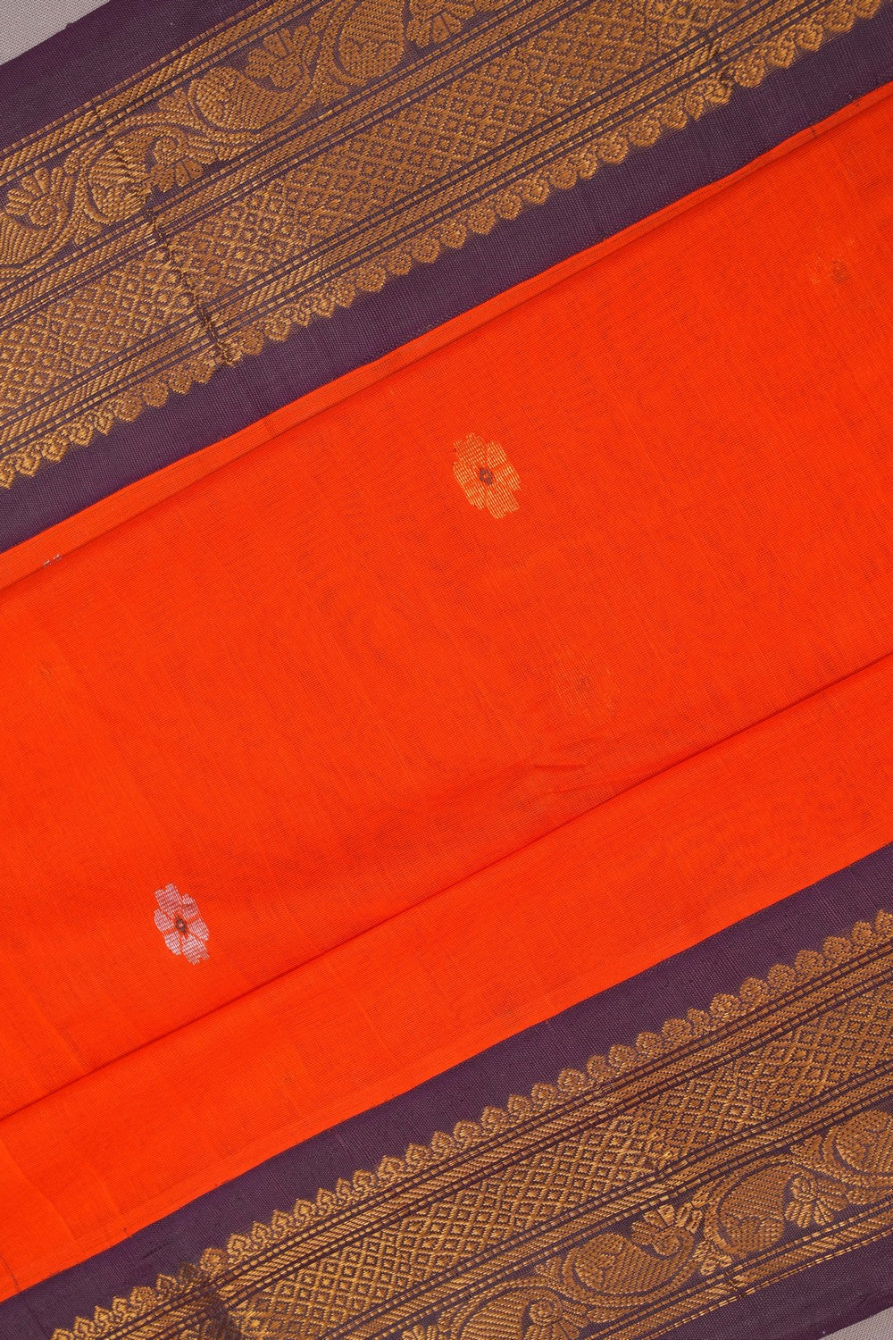 Image of Gadwal Cotton Orange Saree