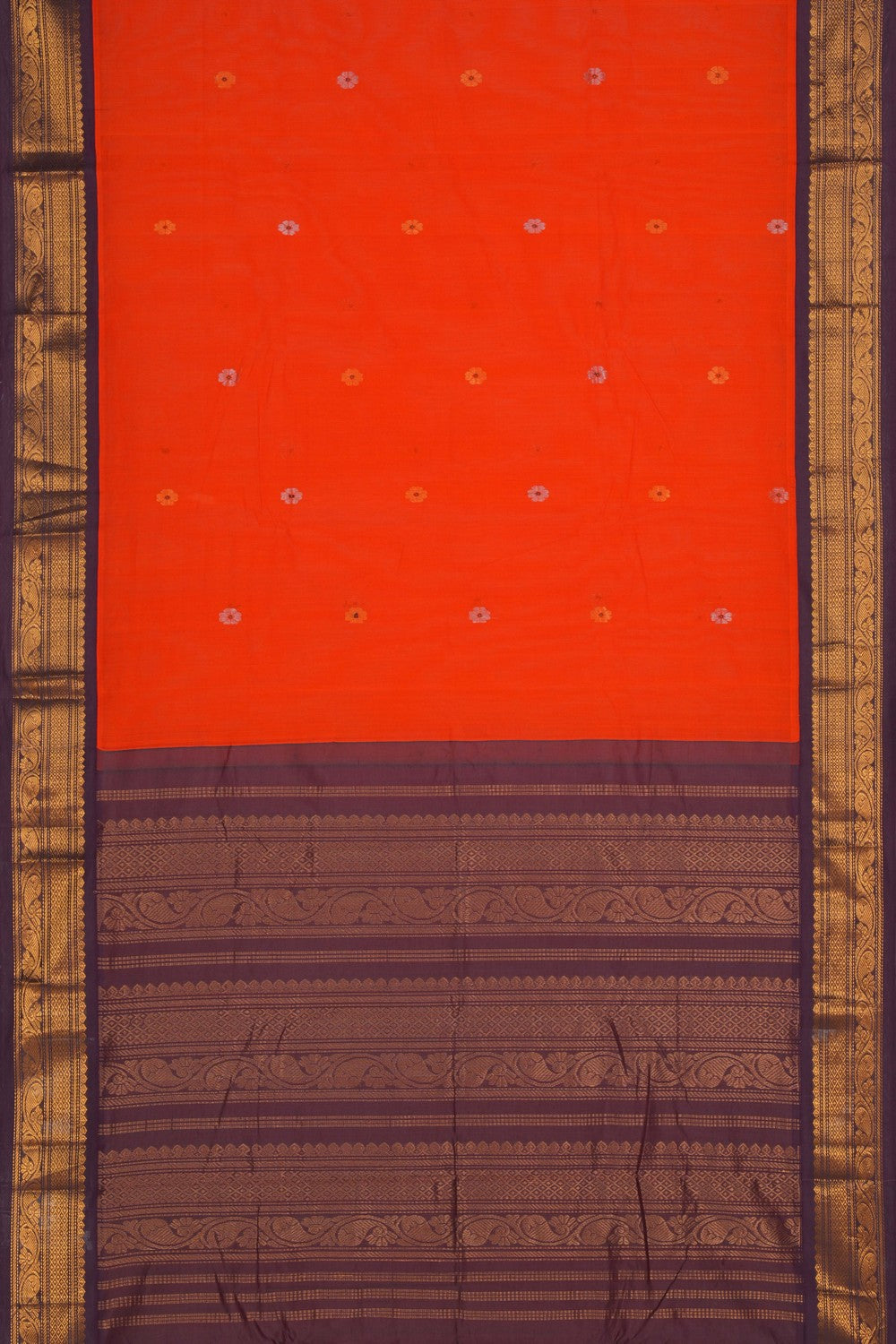 Image of Gadwal Cotton Orange Saree