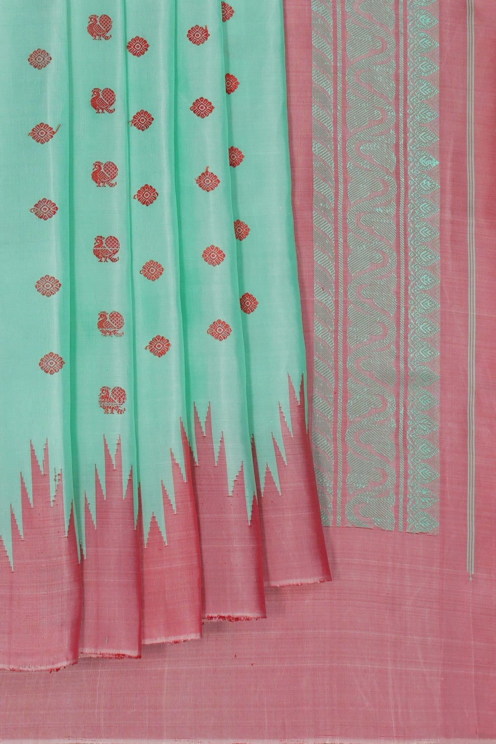 Image of Gadwal Silk Sea Green Saree