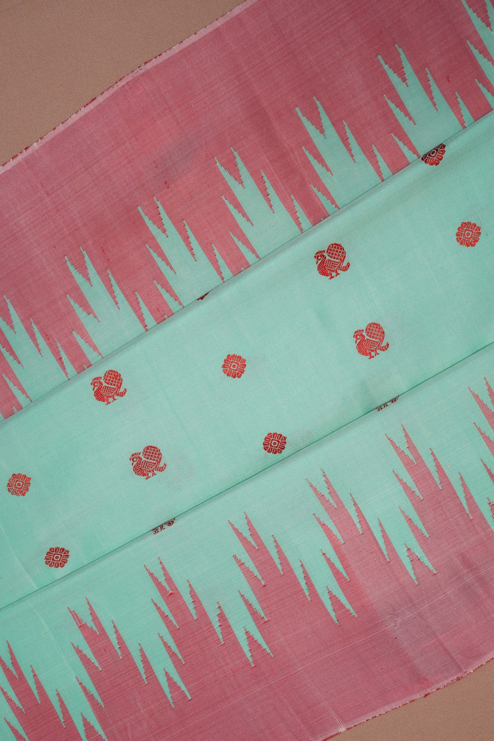 Image of Gadwal Silk Sea Green Saree