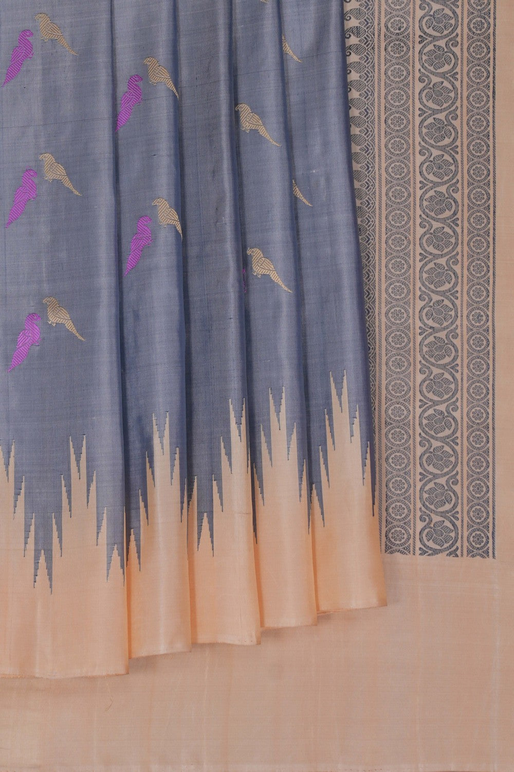 Image of Gadwal Silk Grey Saree