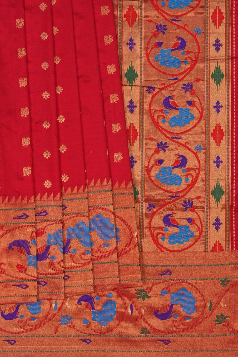 Image of Paithani Silk Red Saree
