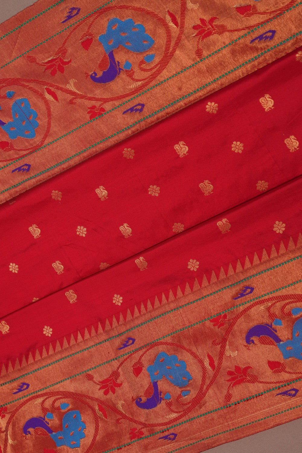 Image of Paithani Silk Red Saree