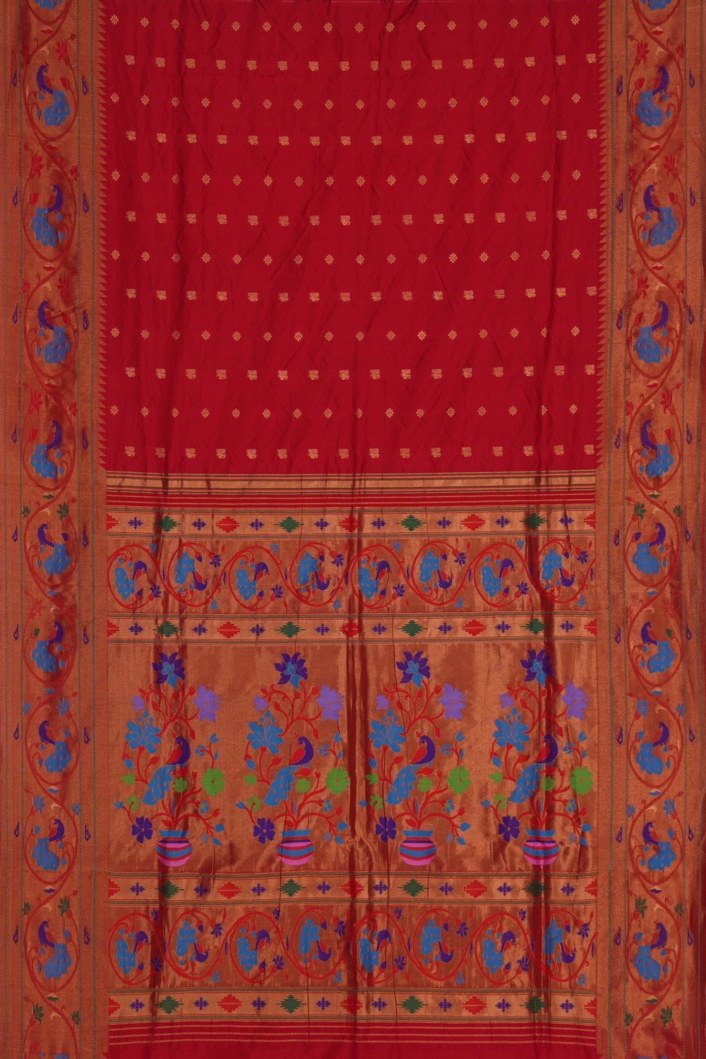 Image of Paithani Silk Red Saree
