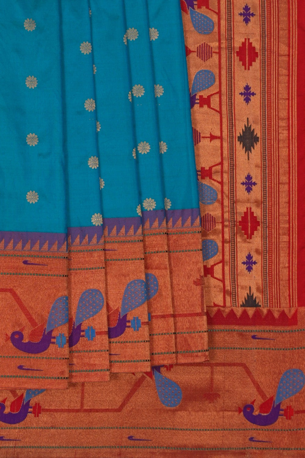 Image of Paithani Silk Teal Blue Saree