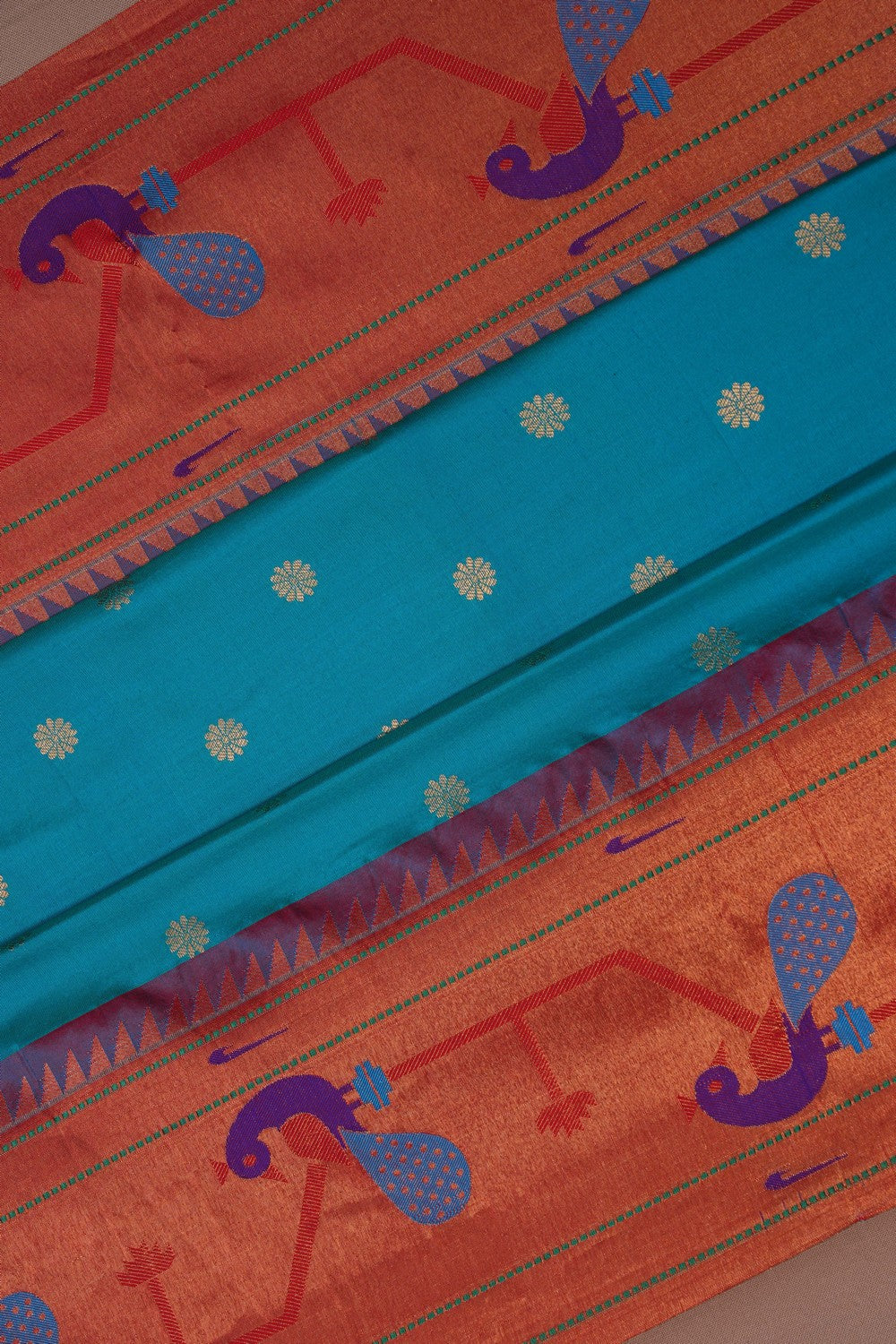 Image of Paithani Silk Teal Blue Saree