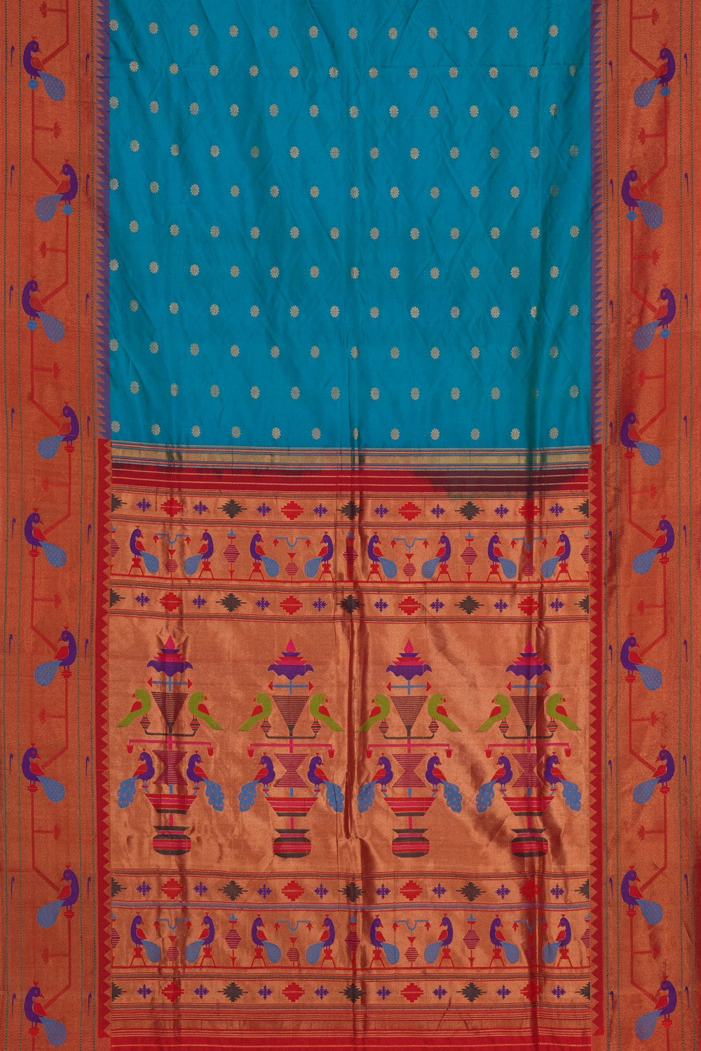 Image of Paithani Silk Teal Blue Saree