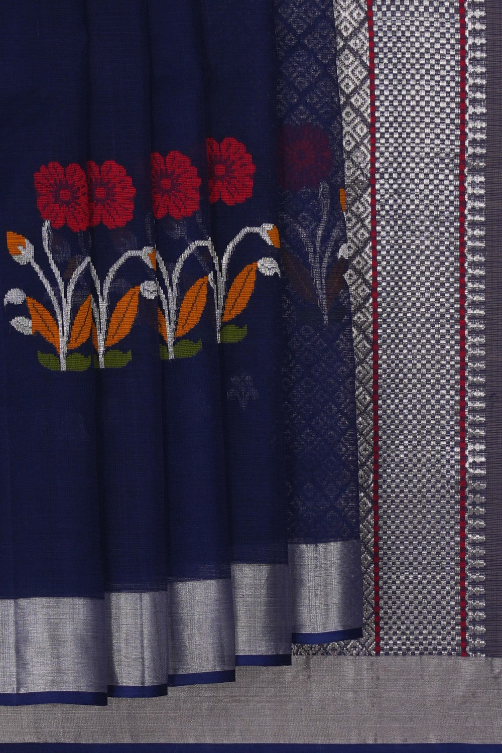 Image of Kota Silk Navy Blue Saree