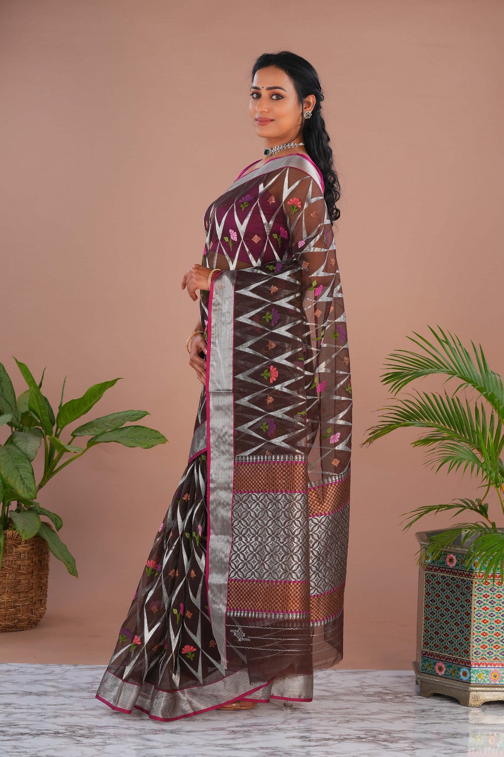 Image of Kota Silk Brown Saree