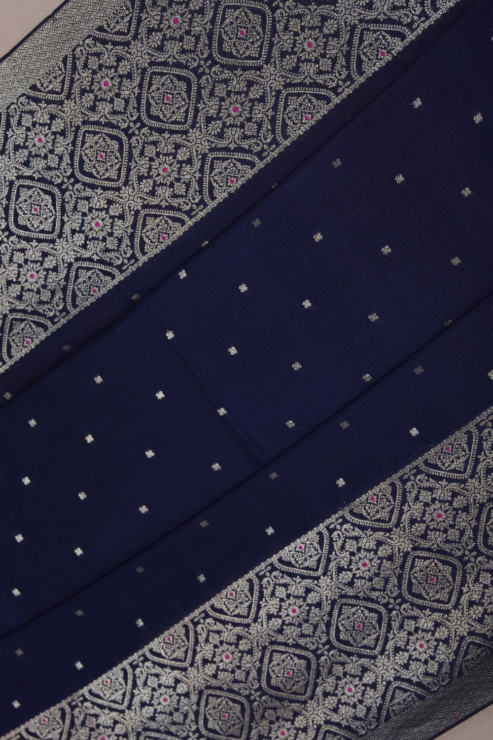 Image of A Navy Blue Crepe Saree