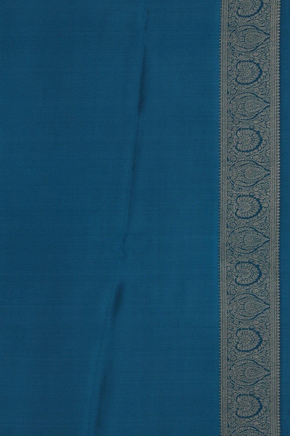 Image of A Blue Crepe Saree With Muniya Motifs