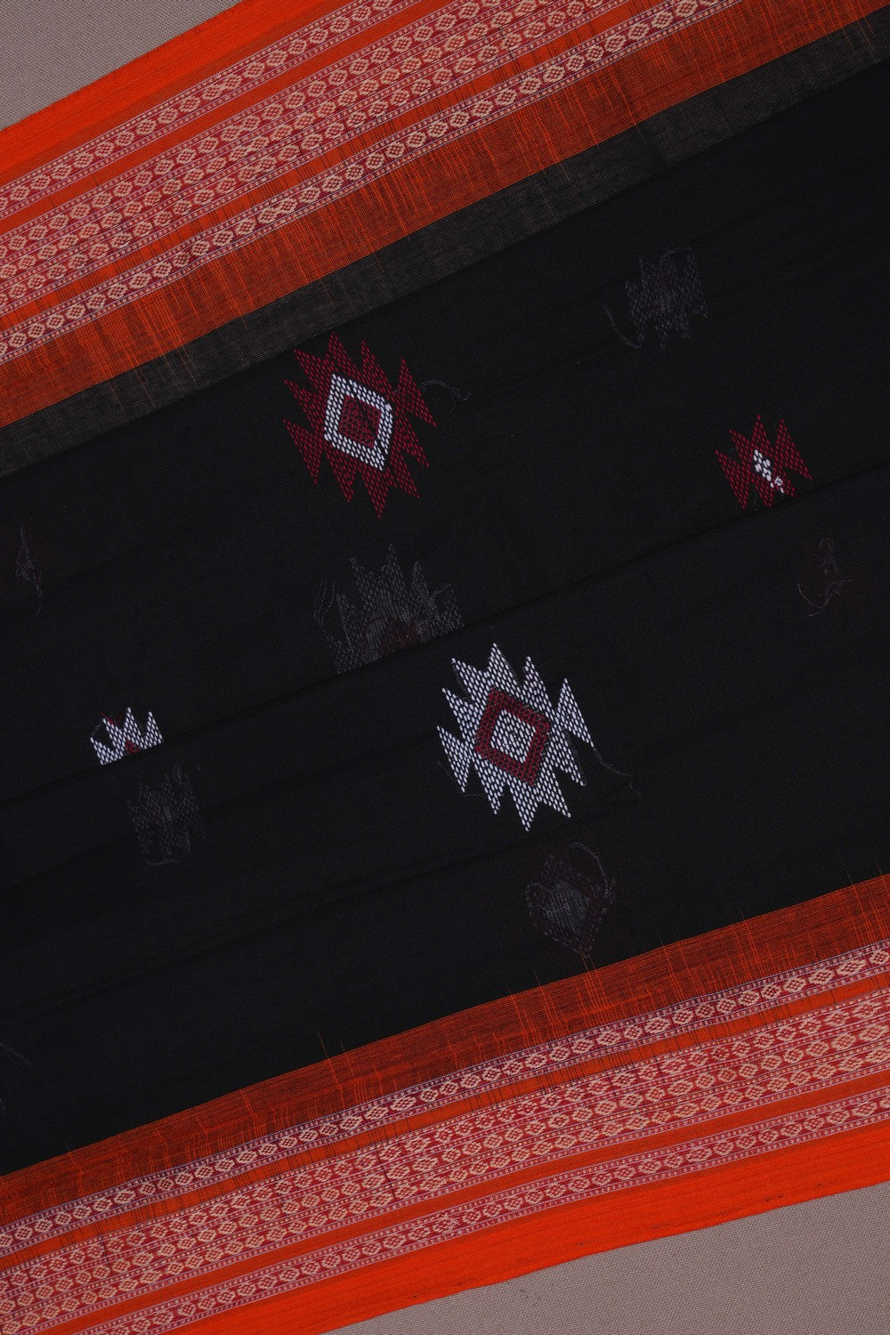 Image of Sambalpuri Cotton Black Saree