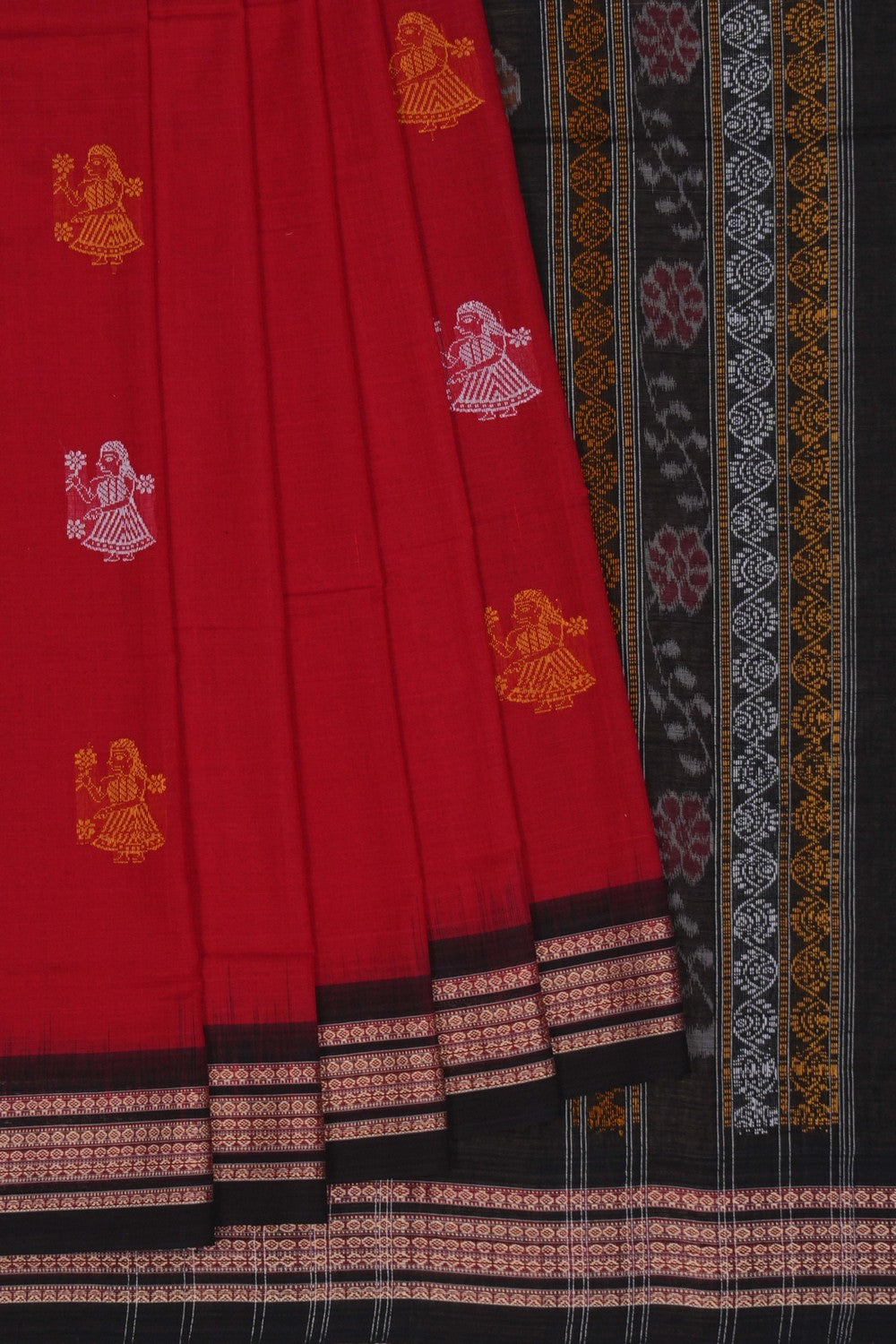 Image of Sambalpuri Cotton Red Saree