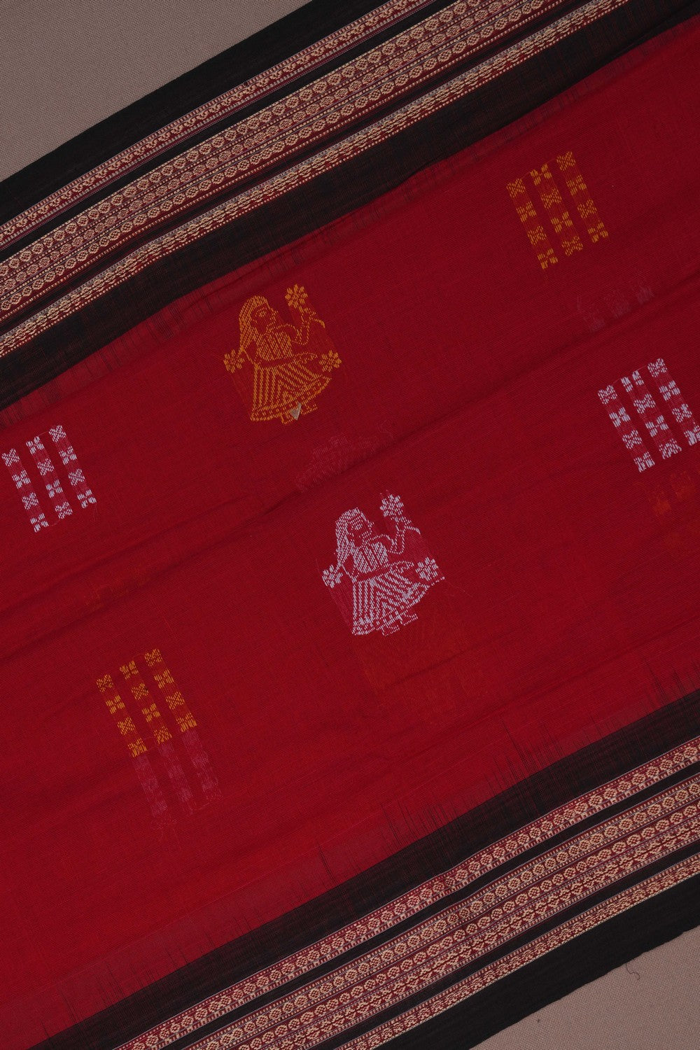 Image of Sambalpuri Cotton Red Saree