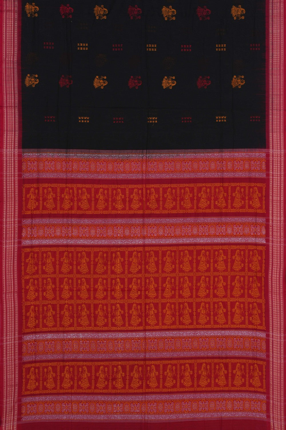 Image of Sambalpuri Cotton Black Saree