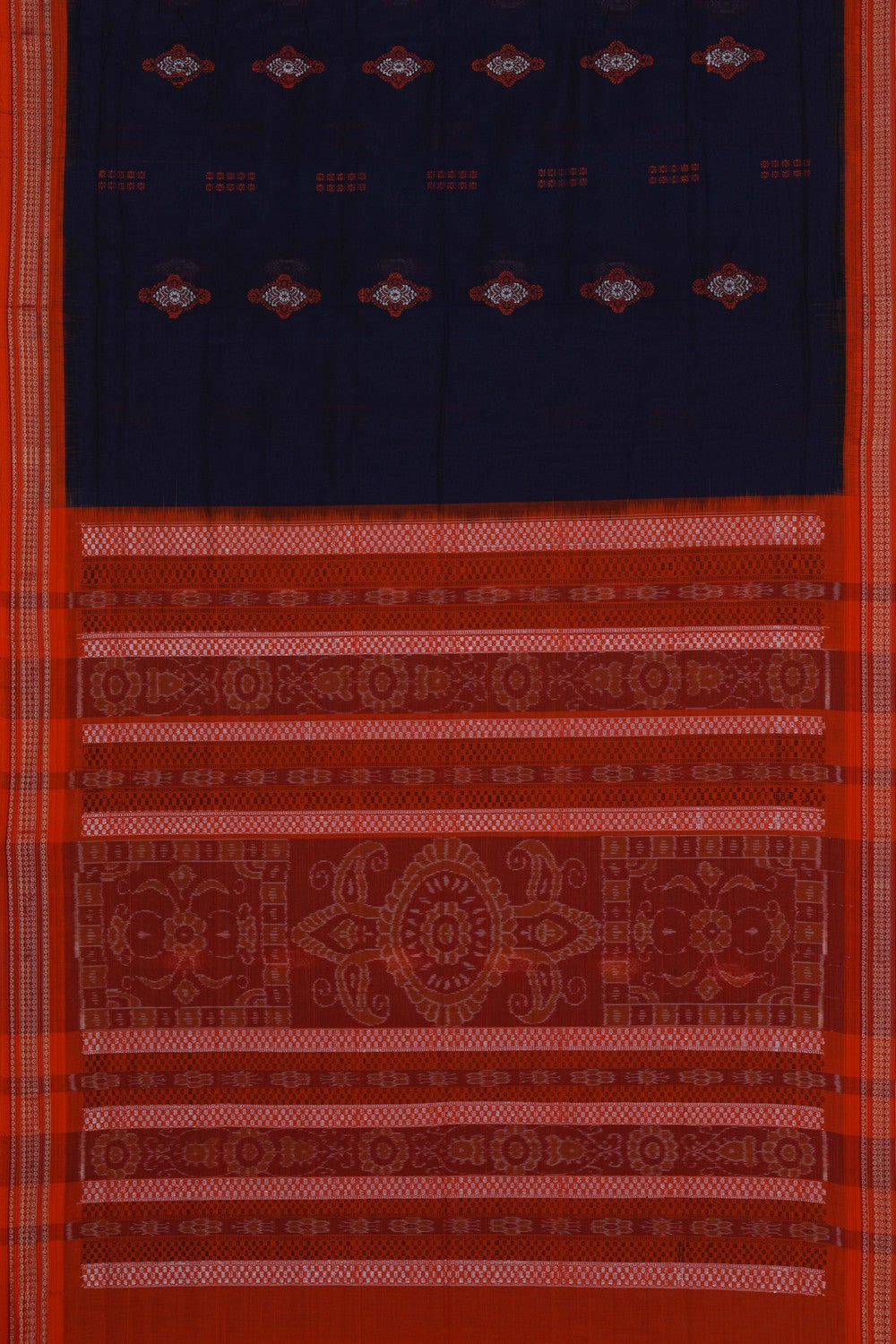 Image of Sambalpuri Cotton Navy Blue Saree