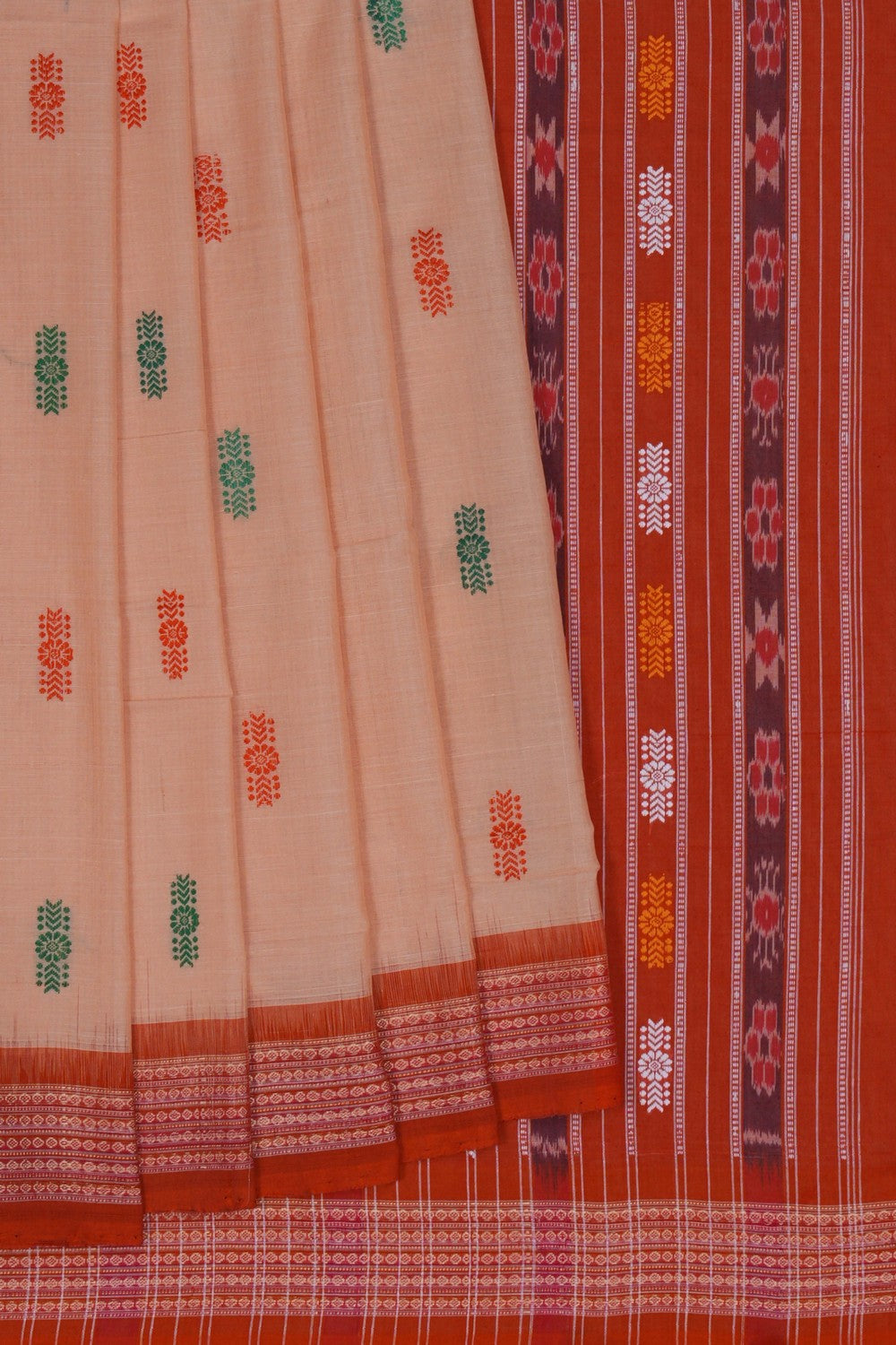 Image of Sambalpuri Cotton Beige Saree