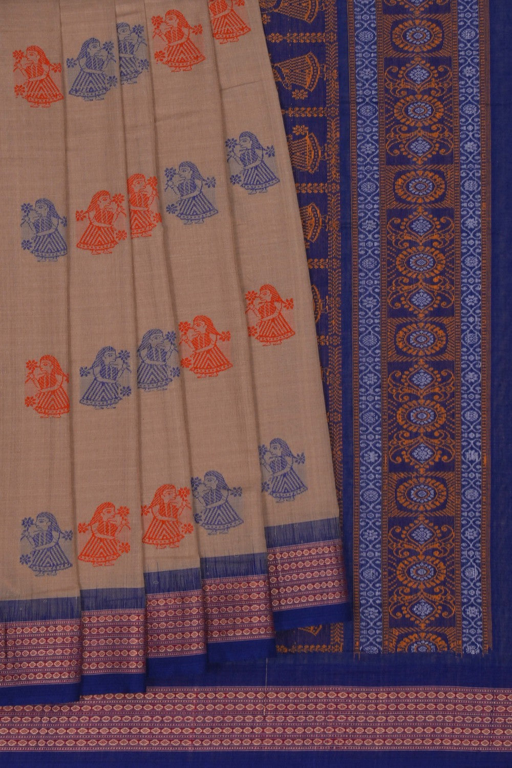 Image of Sambalpuri Cotton Beige Saree