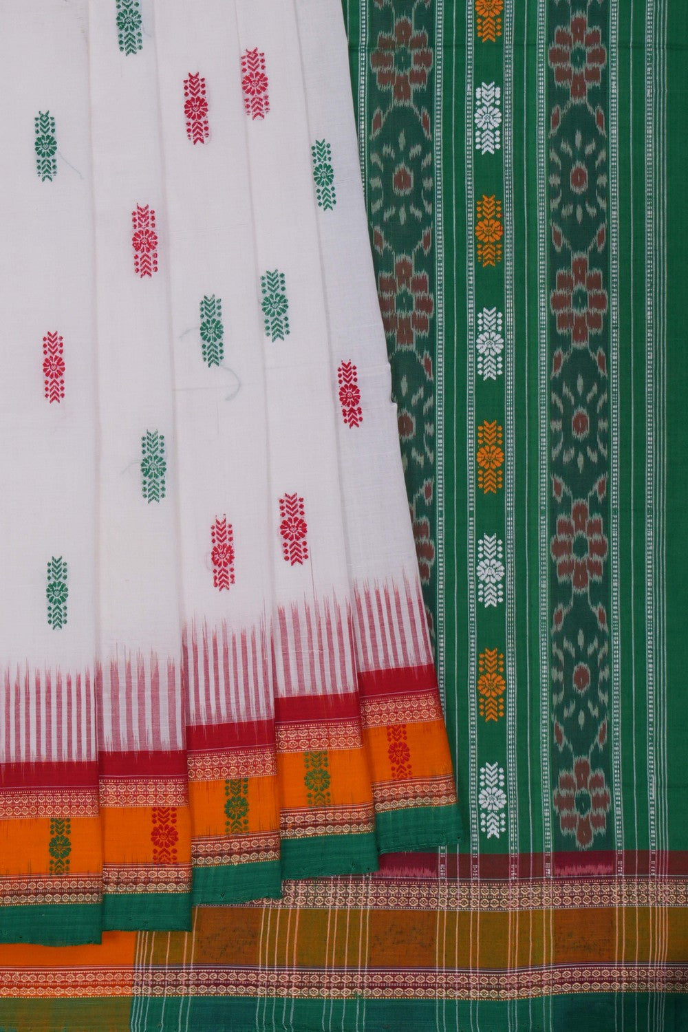 Image of Sambalpuri Cotton White Saree