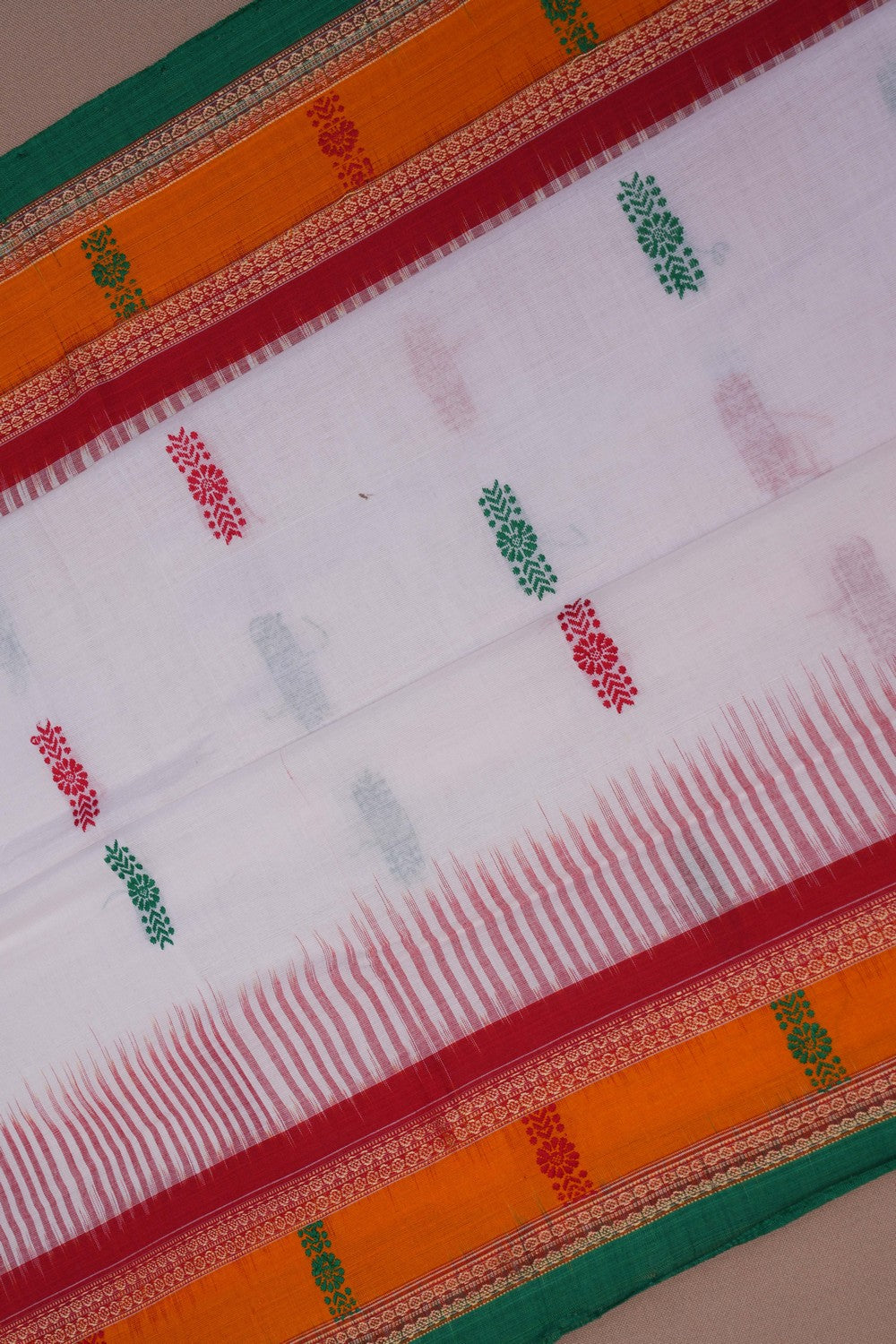 Image of Sambalpuri Cotton White Saree