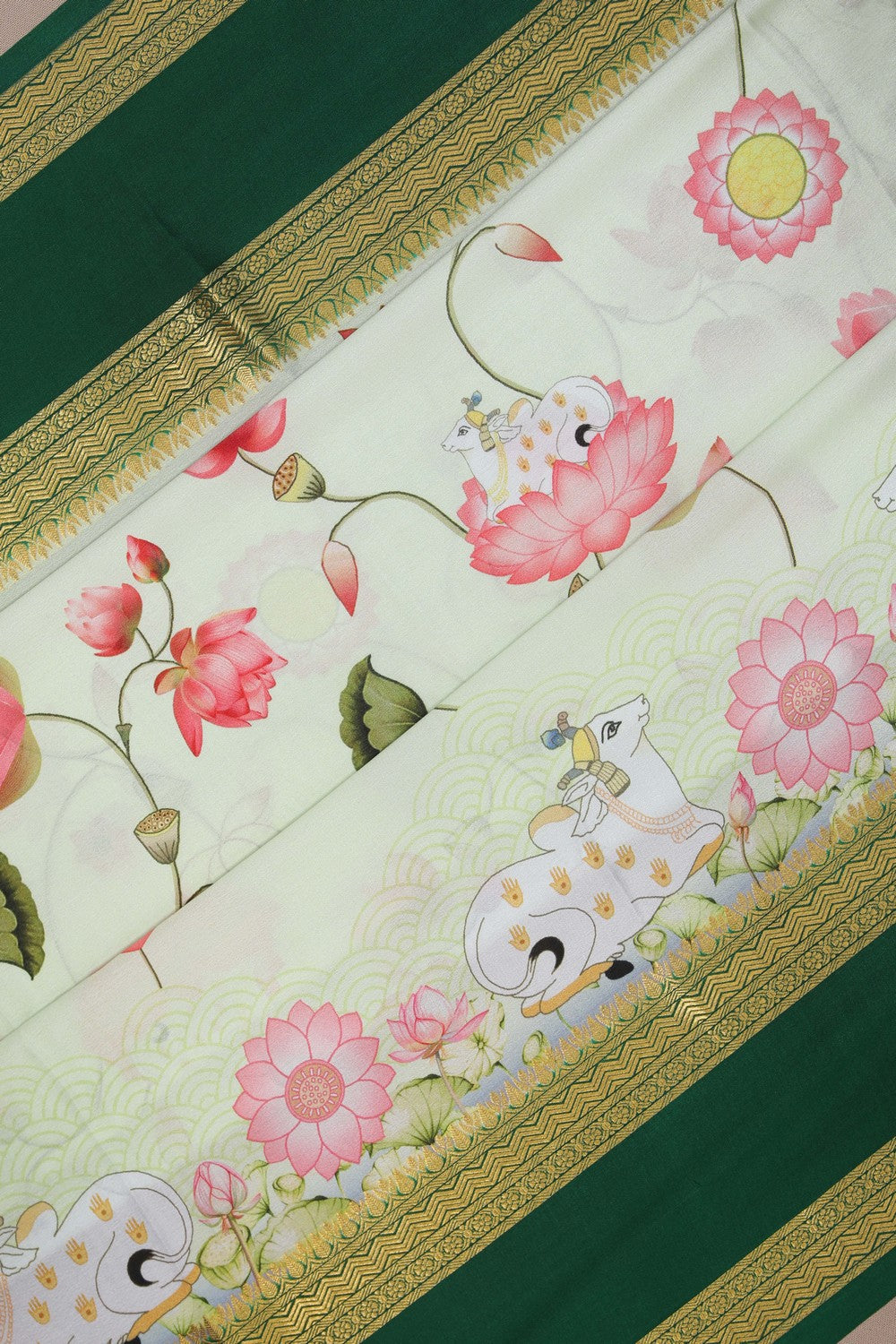 Image of Binny Crepe Mint-Green Saree
