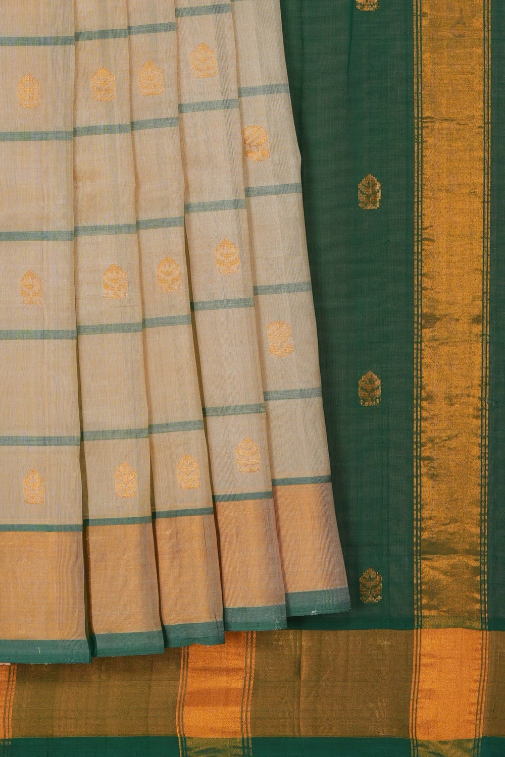 Image of South Cotton Silk Off-White Saree