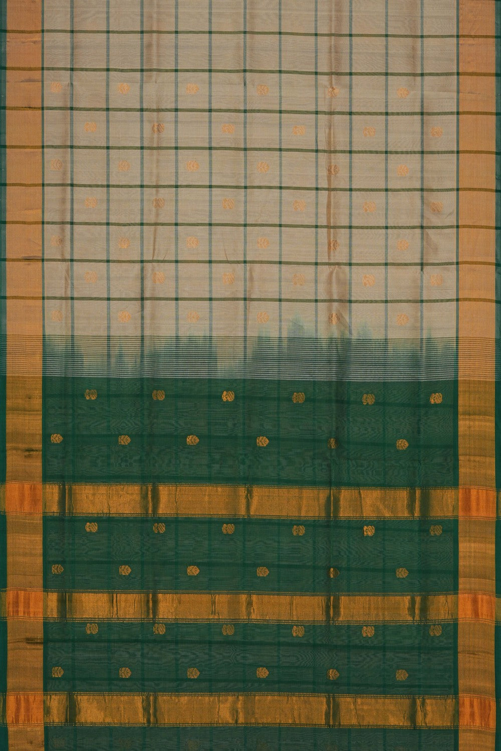 Image of South Cotton Silk Off-White Saree