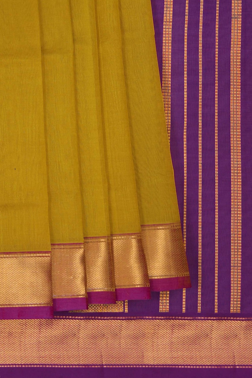 Image of Silk Cotton Yellow Saree