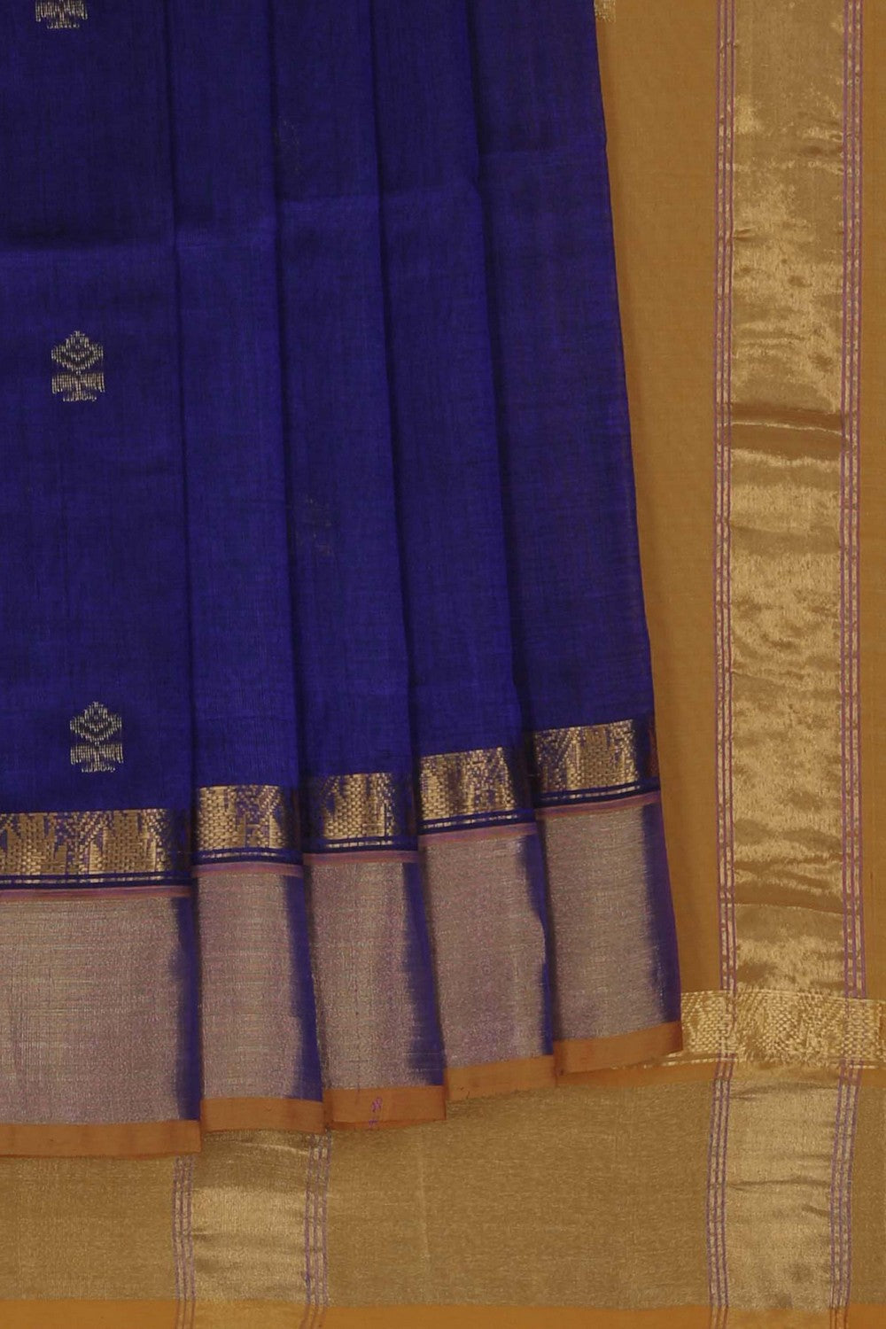 Image of Silk Cotton Indigo Blue Saree