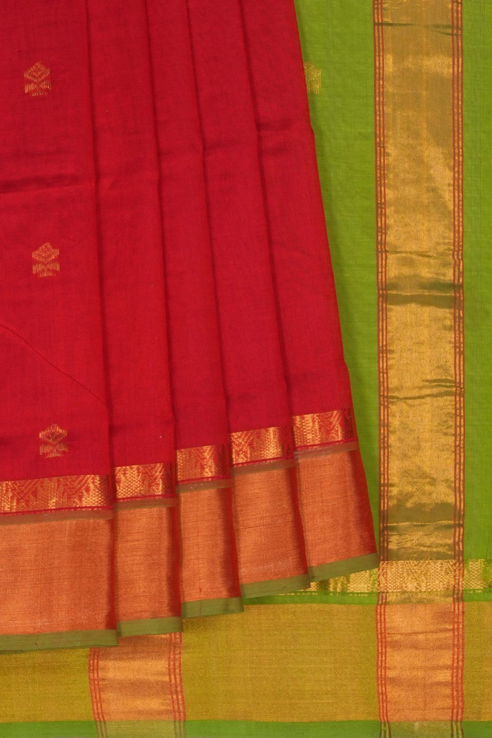 Image of Silk Cotton Red Saree