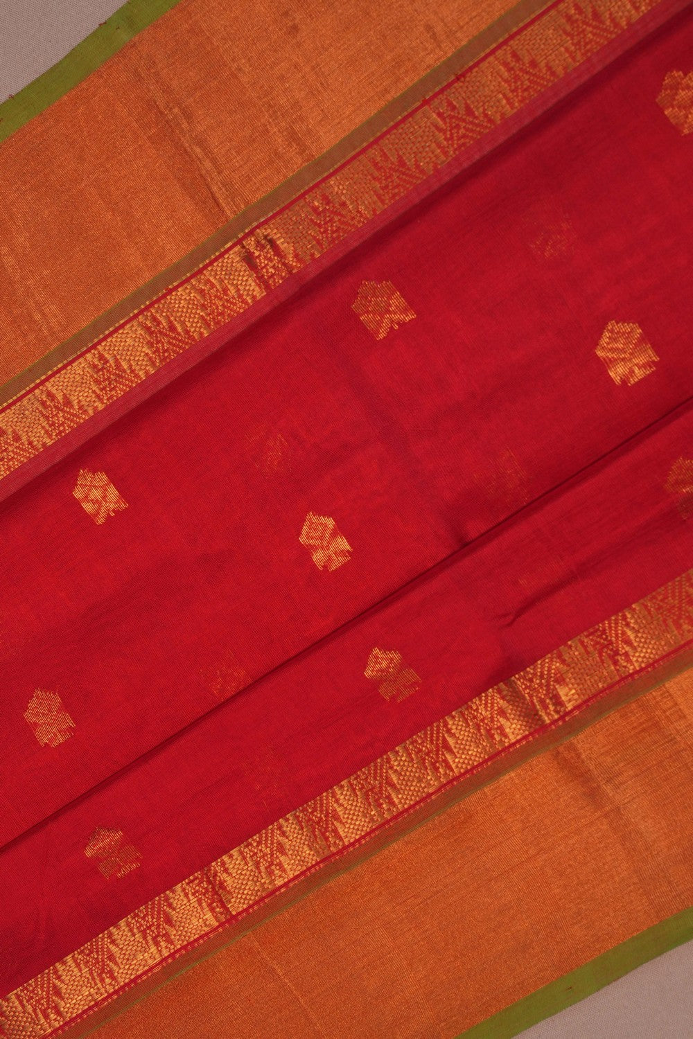 Image of Silk Cotton Red Saree