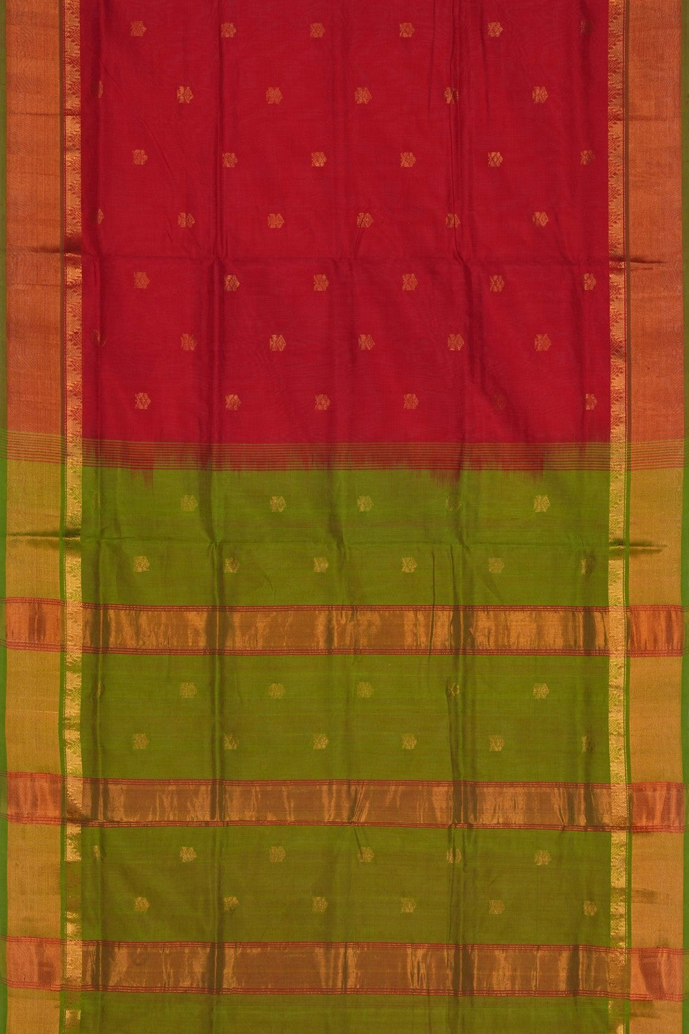 Image of Silk Cotton Red Saree