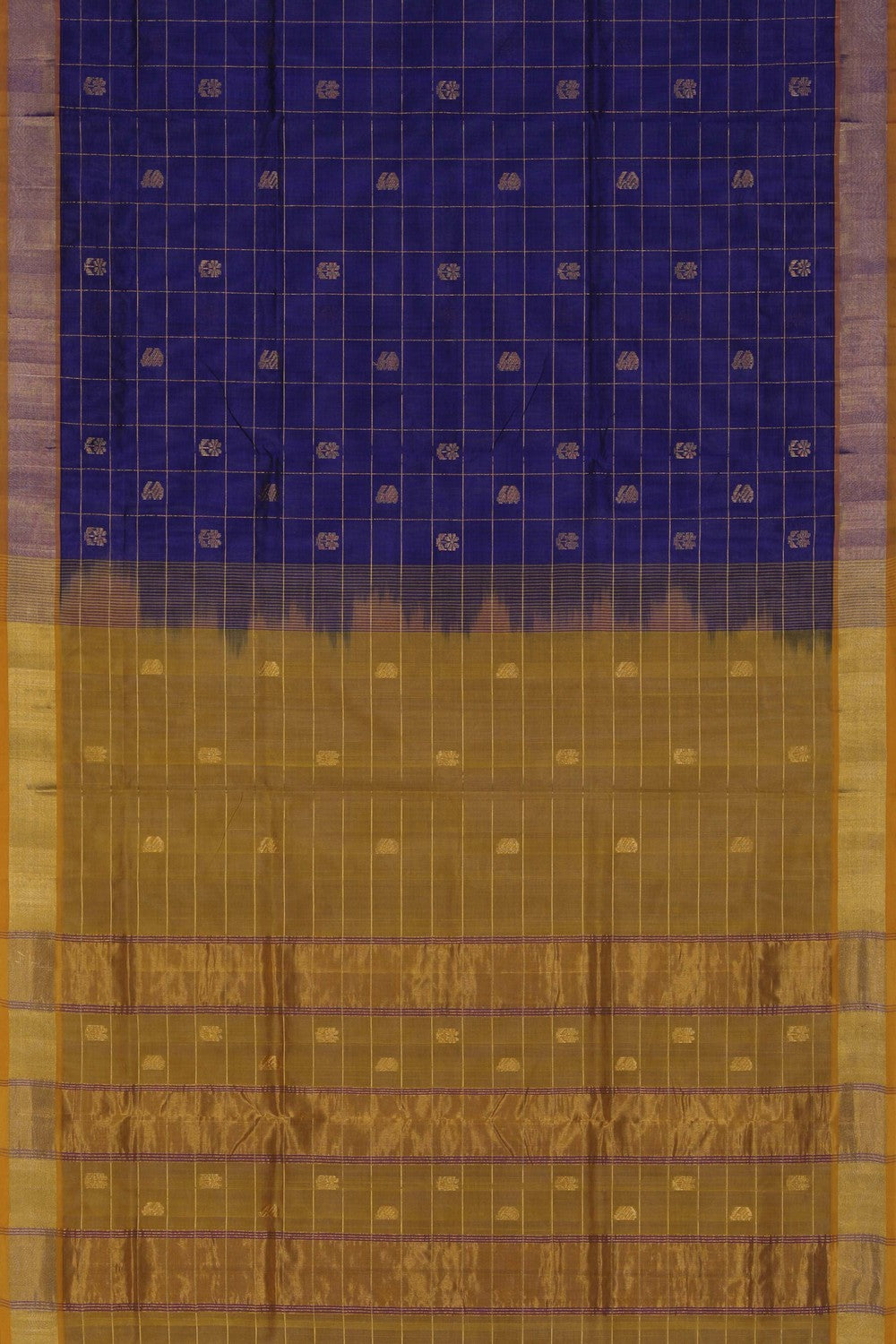 Image of Silk Cotton Indigo Blue Saree