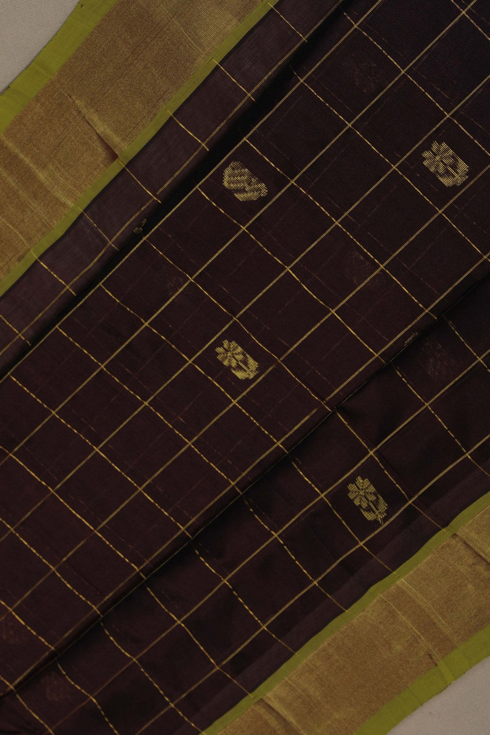 Image of Silk Cotton Brown Saree
