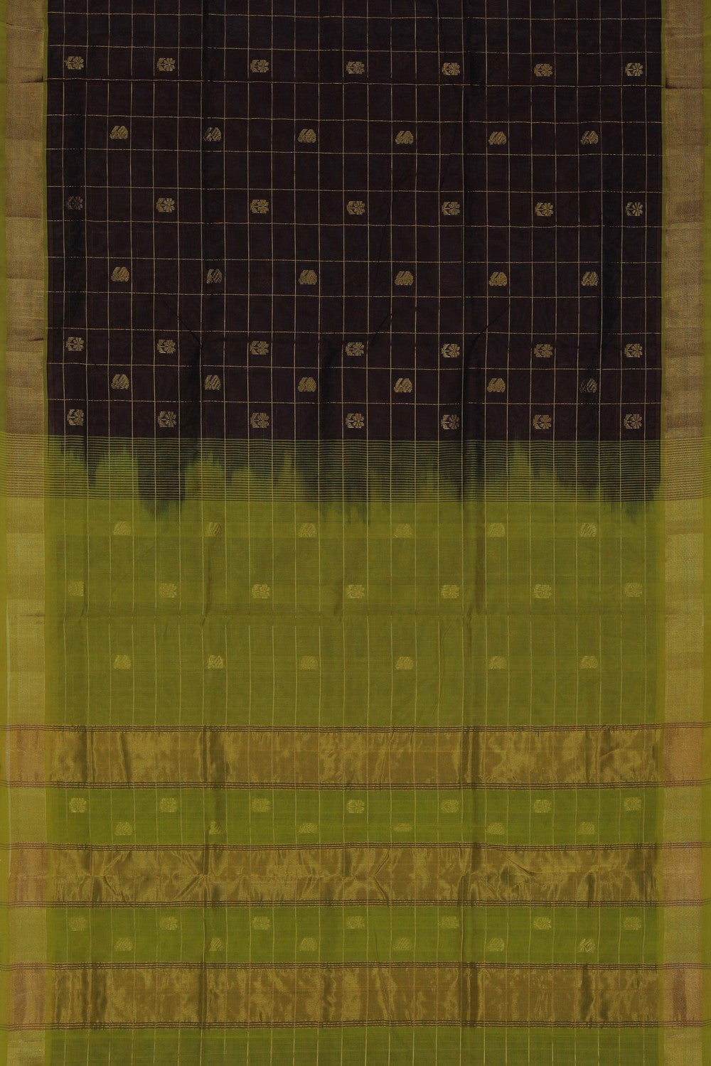 Image of Silk Cotton Brown Saree