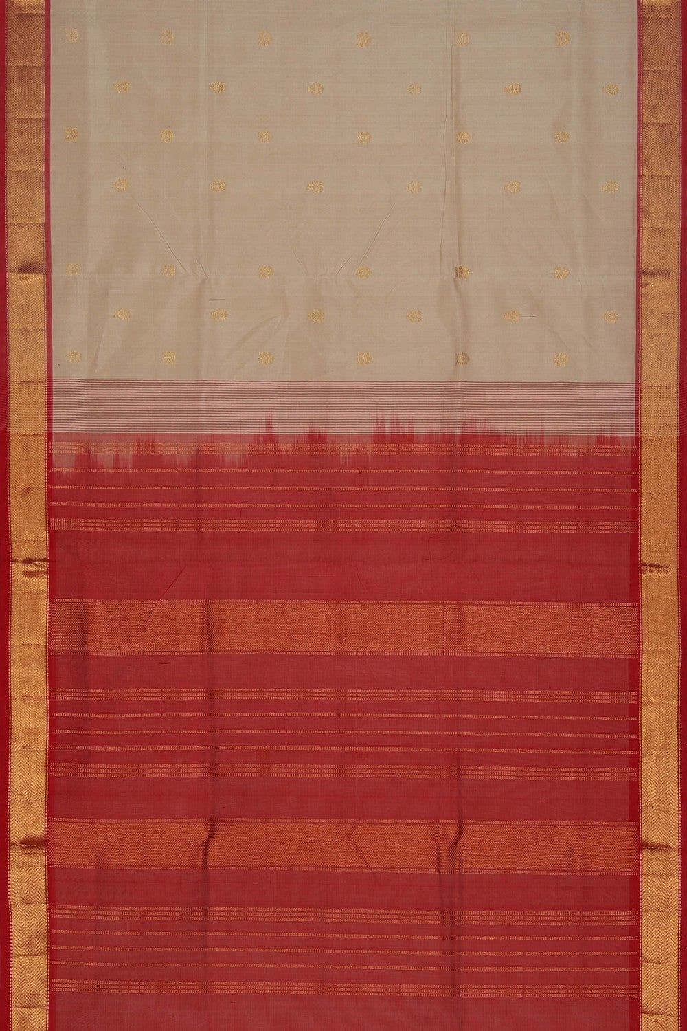 Image of Silk Cotton Off-White Saree
