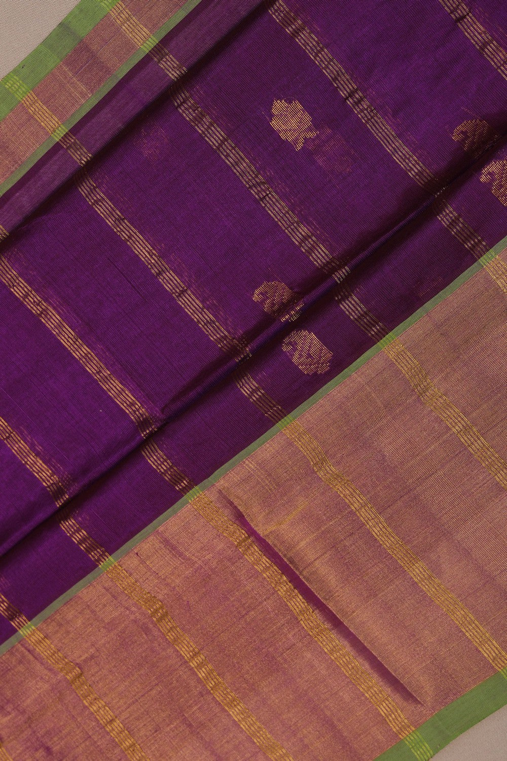 Image of Silk Cotton Purple Saree