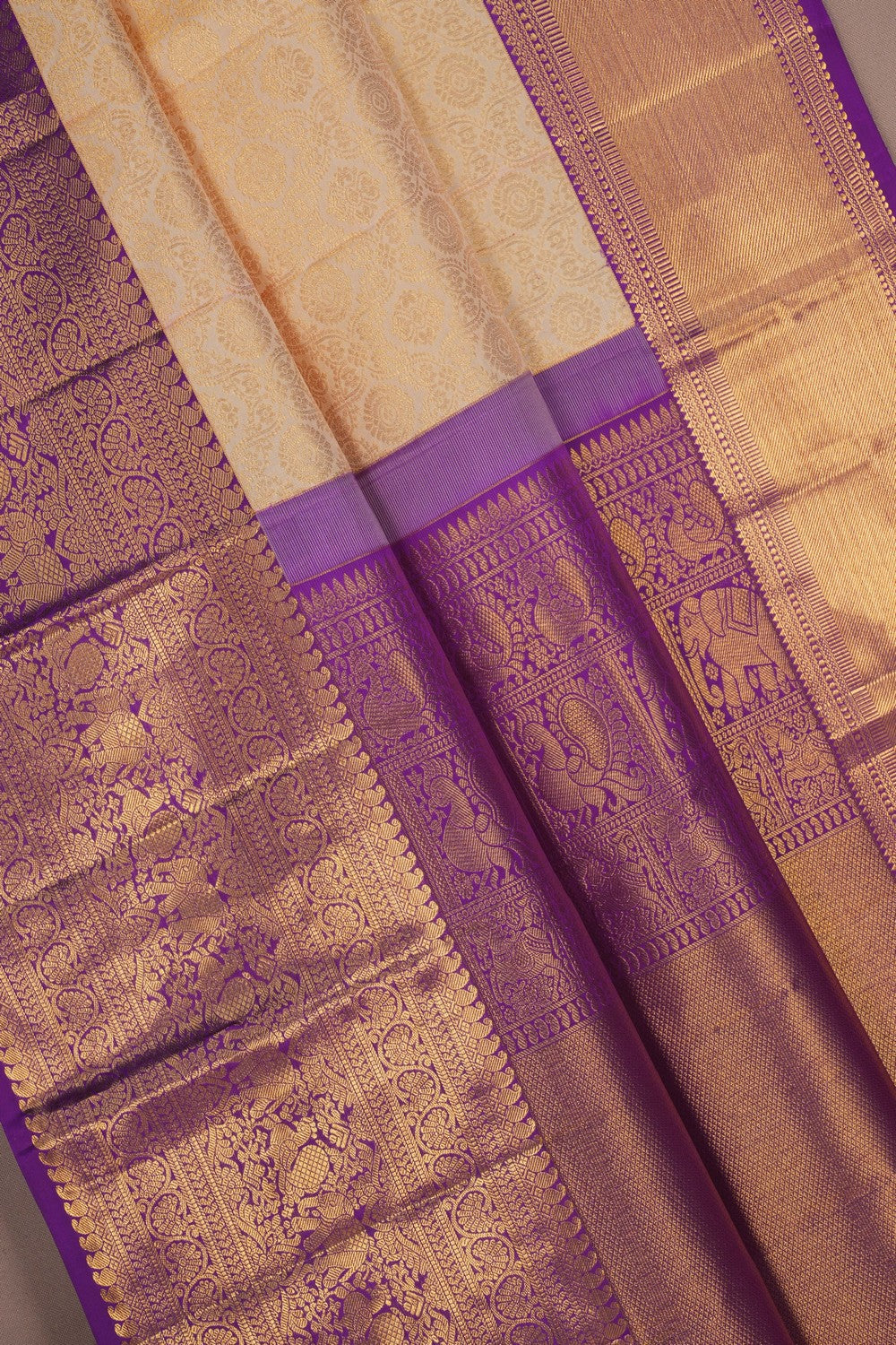 Image of Kanchipattu Brocade Off-White Saree