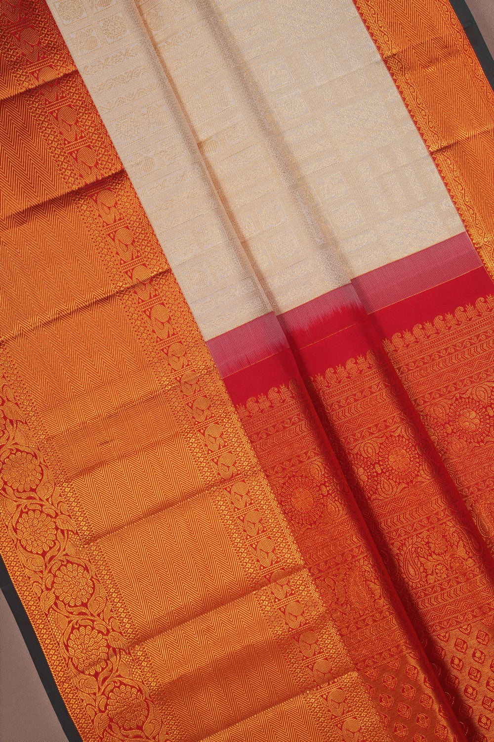 Image of Kanchipattu Brocade Off-White Saree