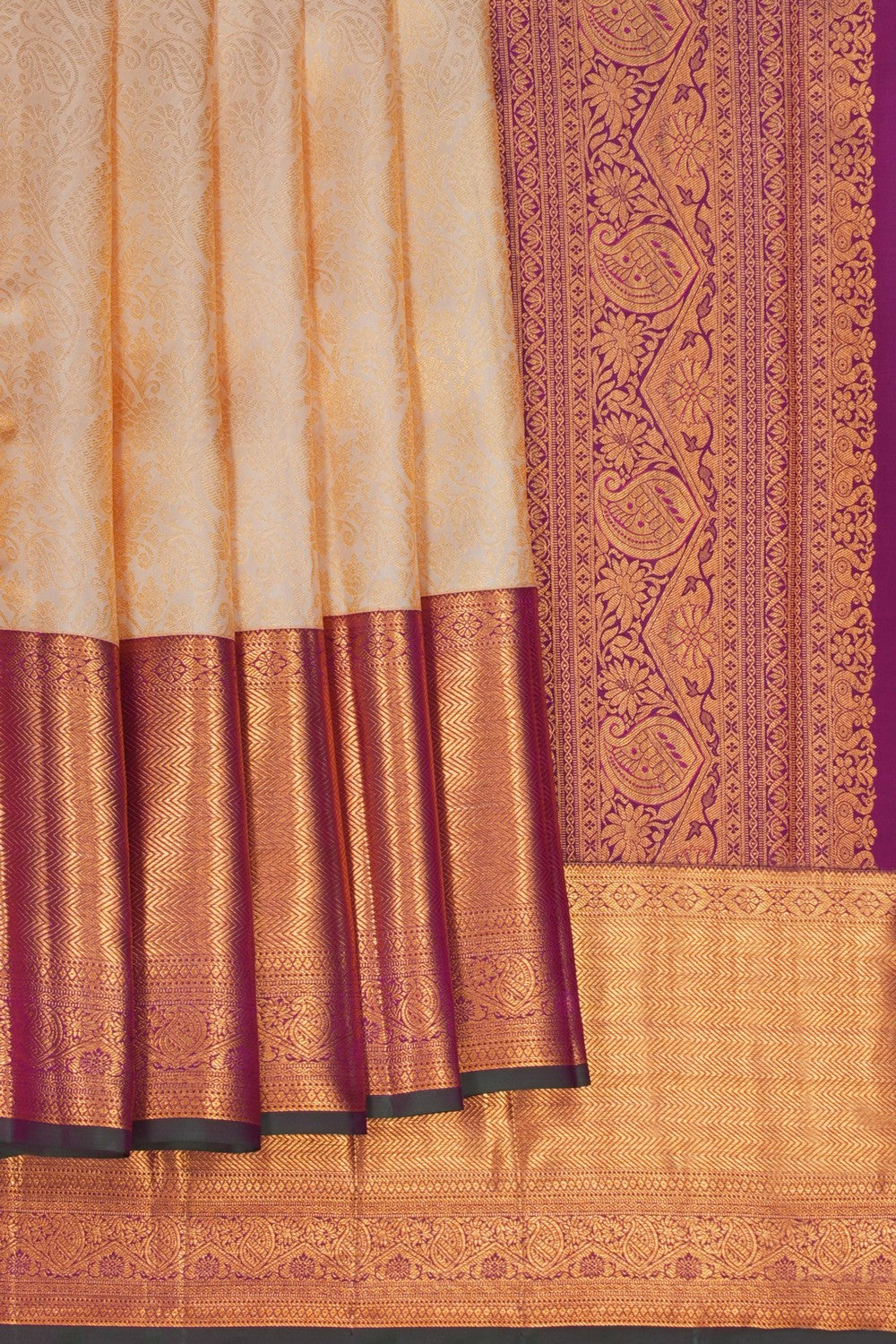 Image of Kanchipattu Brocade Off-White Saree