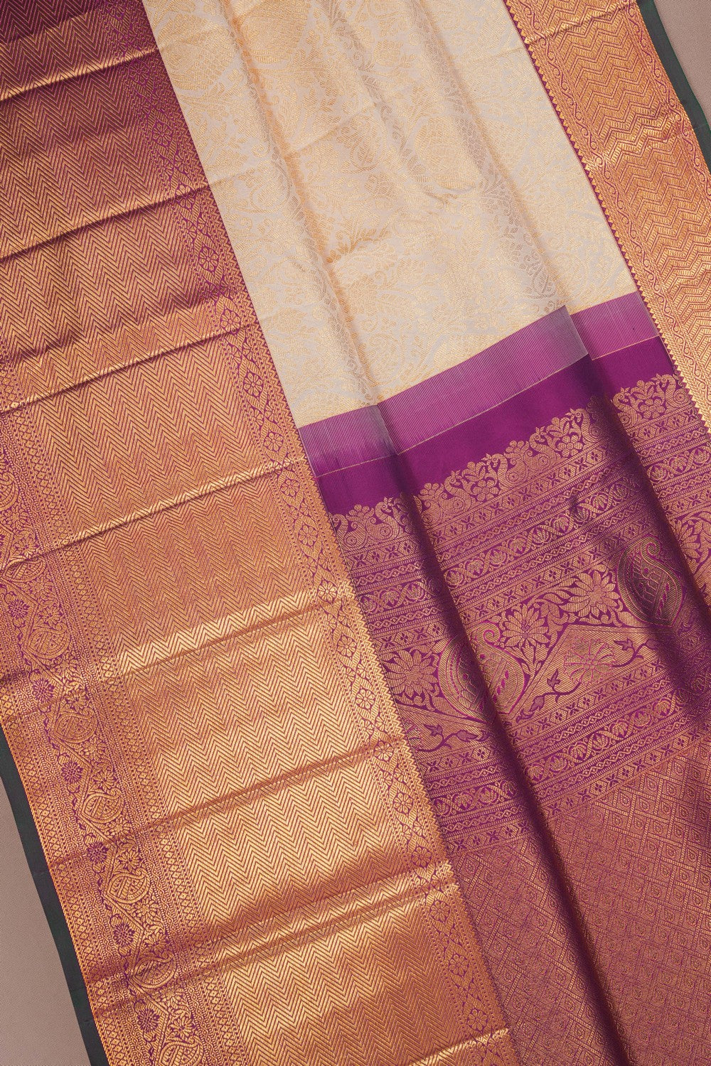 Image of Kanchipattu Brocade Off-White Saree