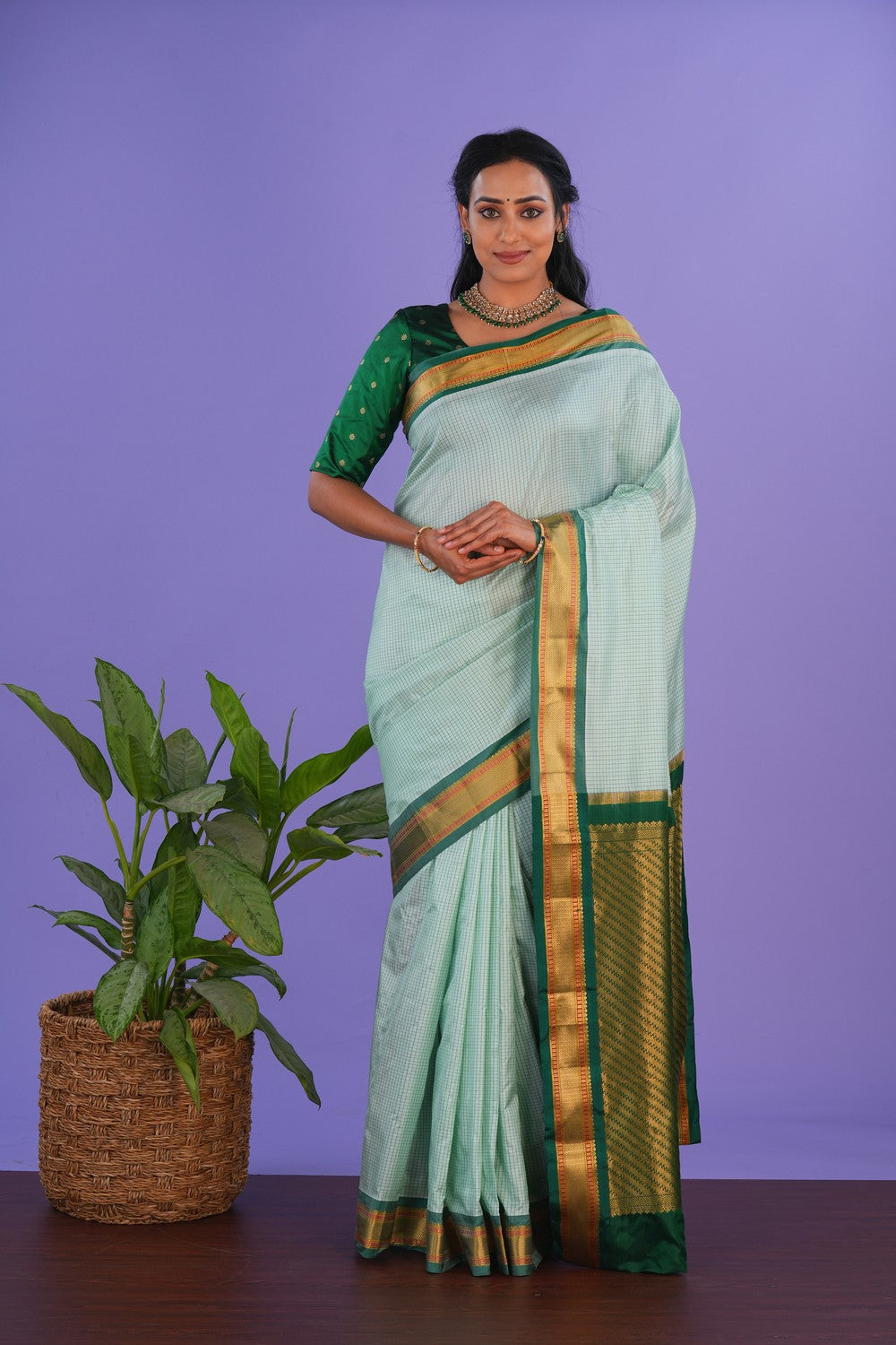 Image of Narayanpet Silk Sea Green Saree