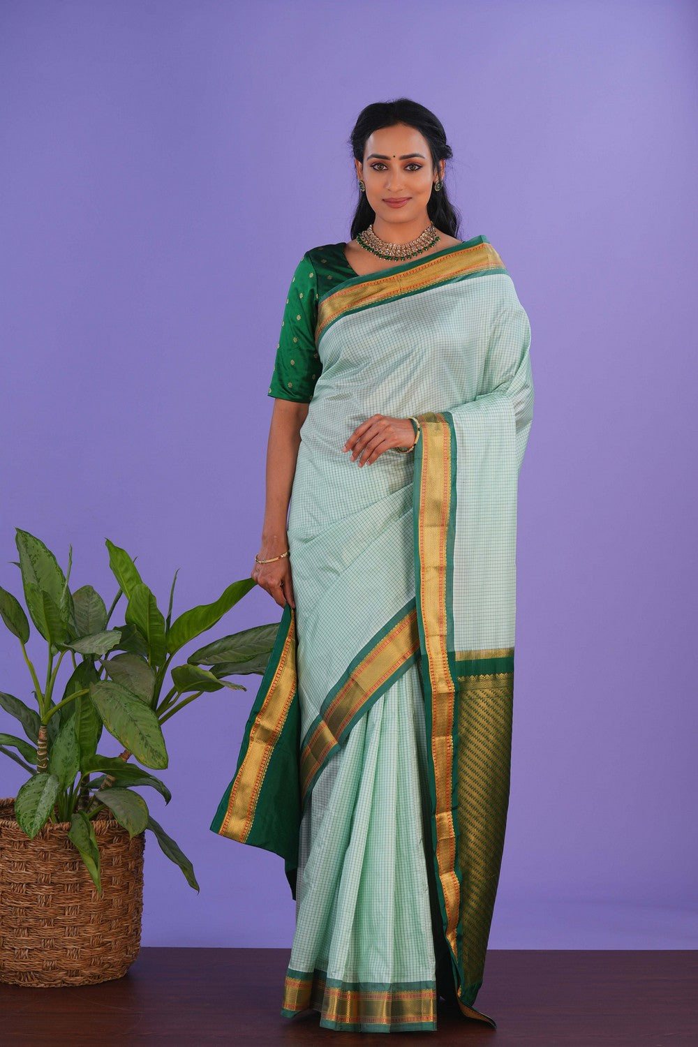 Image of Narayanpet Silk Sea Green Saree