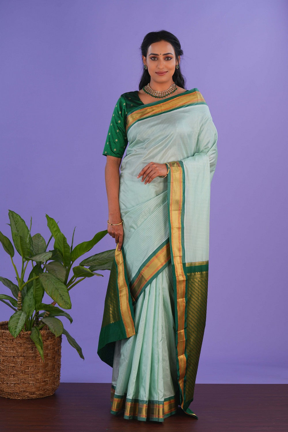 Image of Narayanpet Silk Sea Green Saree