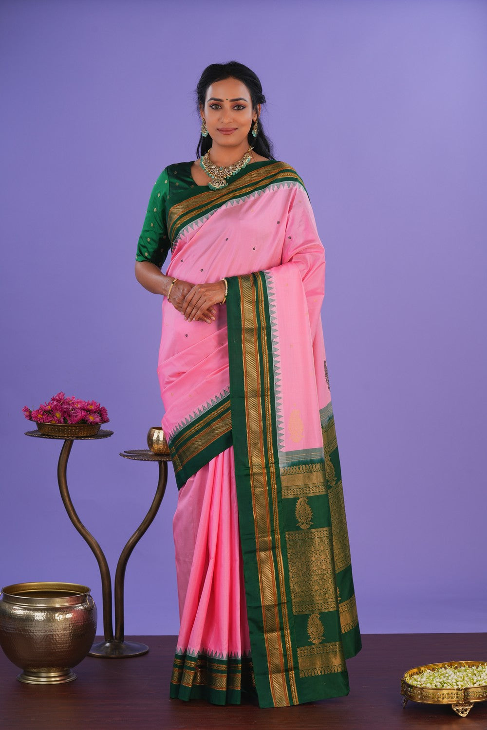 Image of Narayanpet Silk Pink Saree