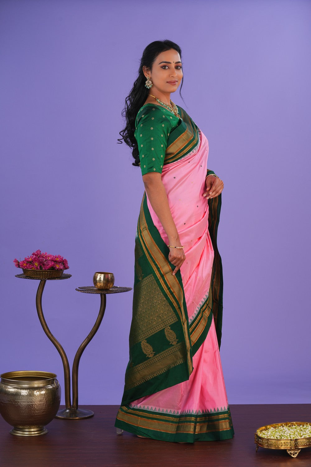 Image of Narayanpet Silk Pink Saree