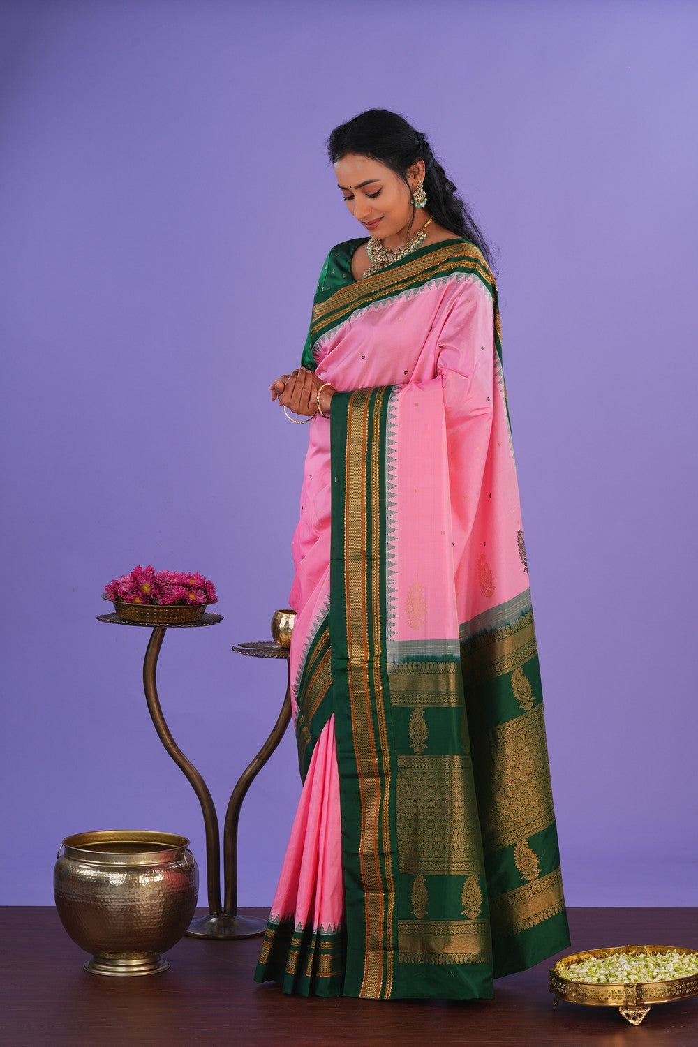 Image of Narayanpet Silk Pink Saree
