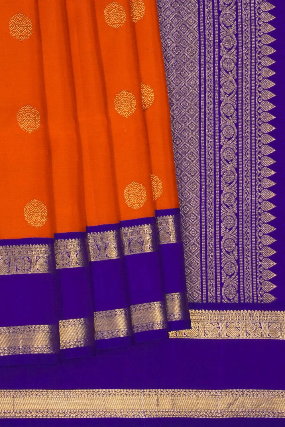 Image of Kanjivaram Silk Orange Saree